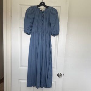 THE GREAT. Blue Long Sleeve Dress